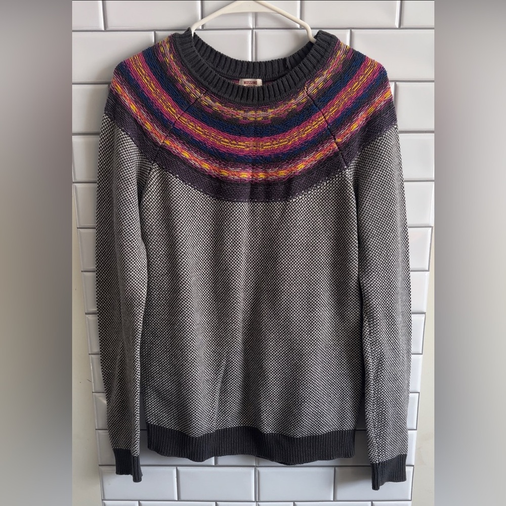 Mossimo Supply Co. Gray Sweater with Multicolor Accents/ Size XL/ Junior size